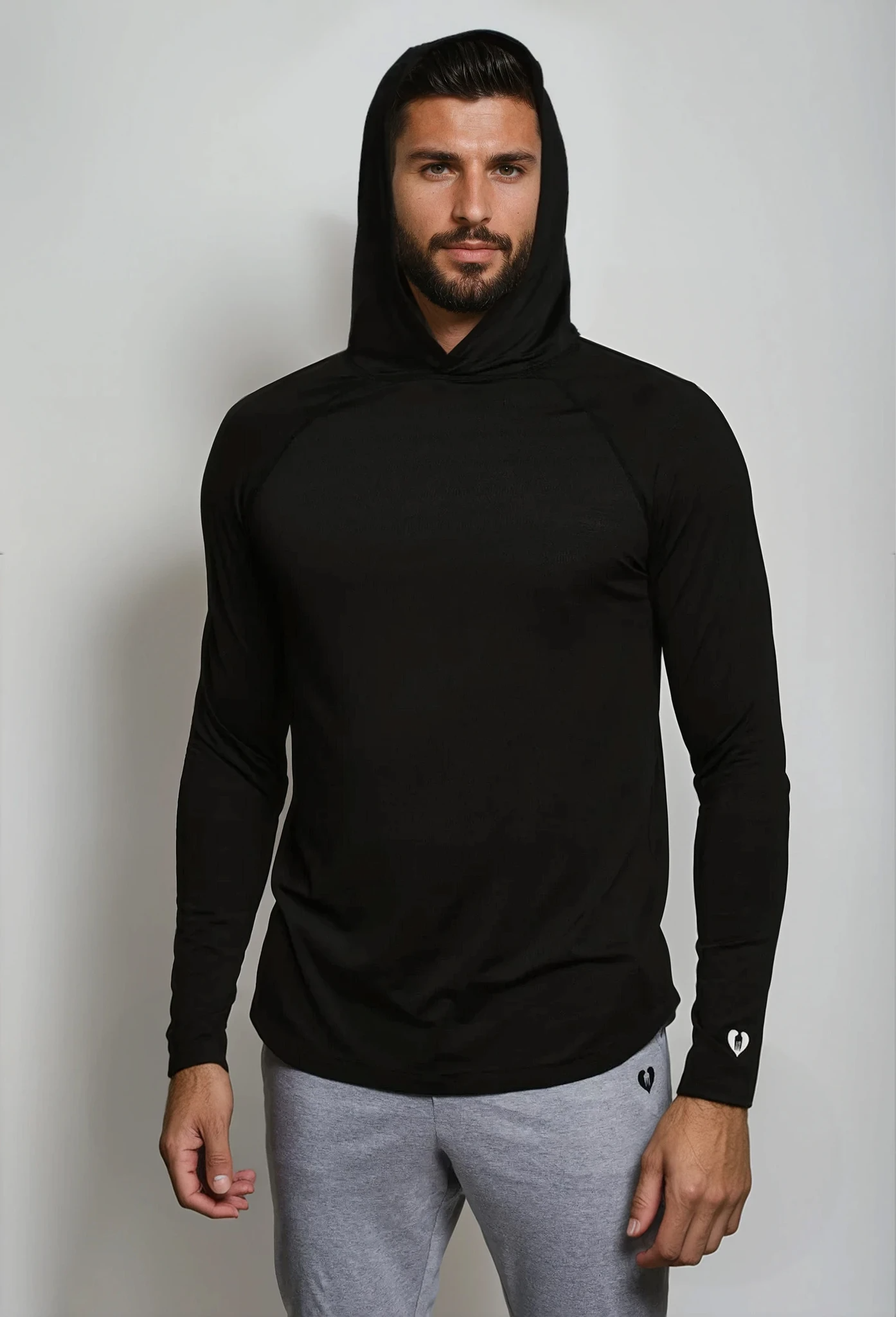 Tall men's lightweight hoodie in black – soft, breathable, and perfect for layering