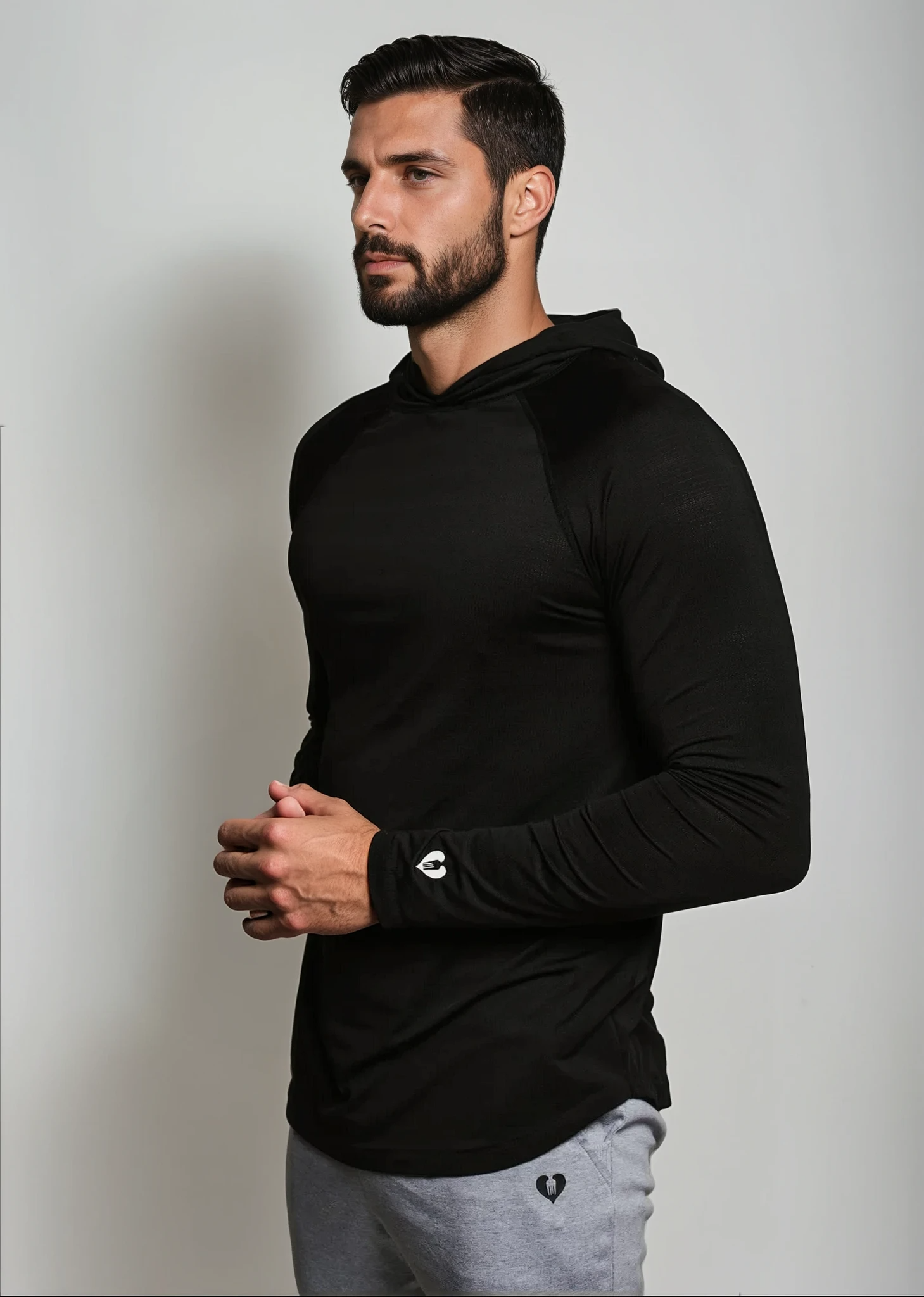 Tall men's lightweight hoodie in black – soft, breathable, and perfect for layering