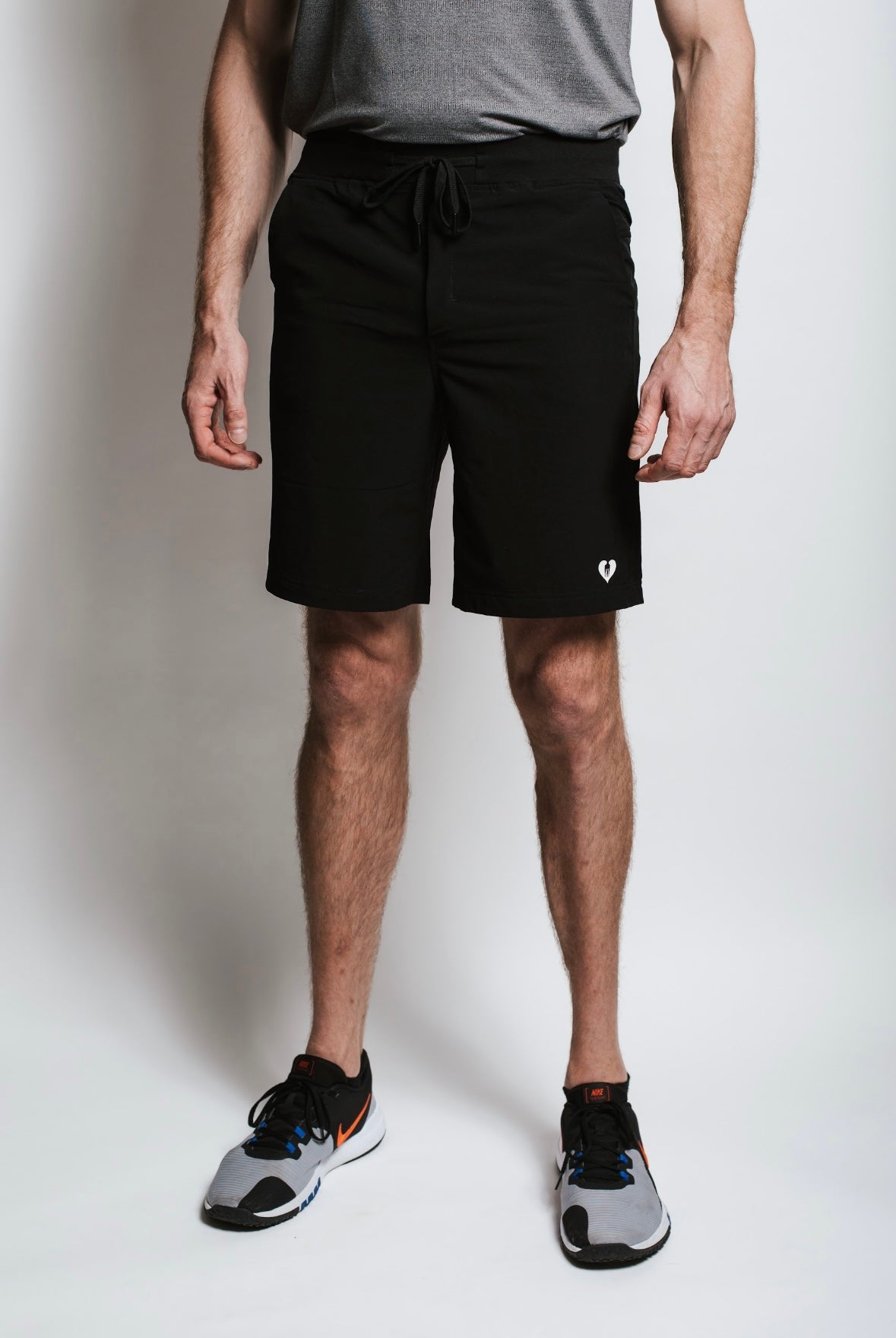 Tall men's lightweight workout shorts in black – sweat-wicking and flexible for all activities